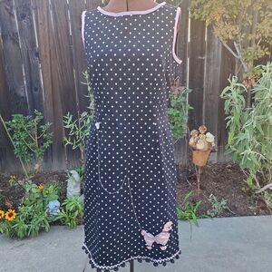 Mode Mert Black Polka Dot Dress with Pink Poodle